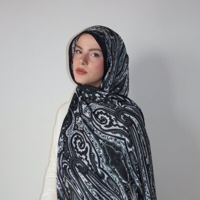 GLORY BAMBU ŞAL SİYAH-GRİ - 