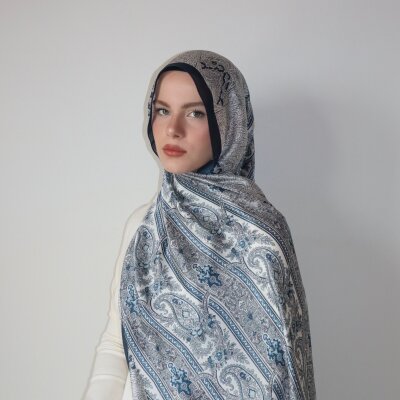 GLORY İPEK PAMUK ŞAL LACİVERT - 