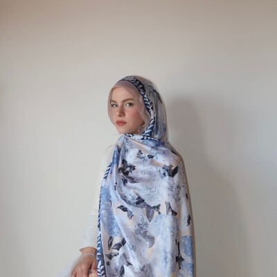 GLORY ŞAL BAMBU SATEN MAVİ - 