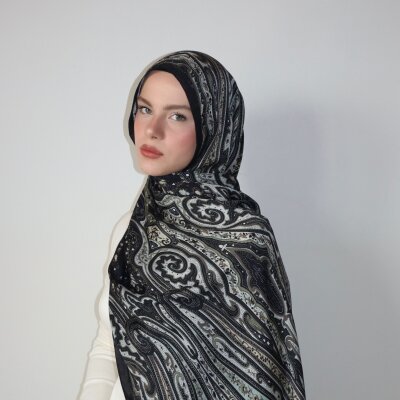 GLORY ŞAL BAMBU SİYAH-BEJ - 