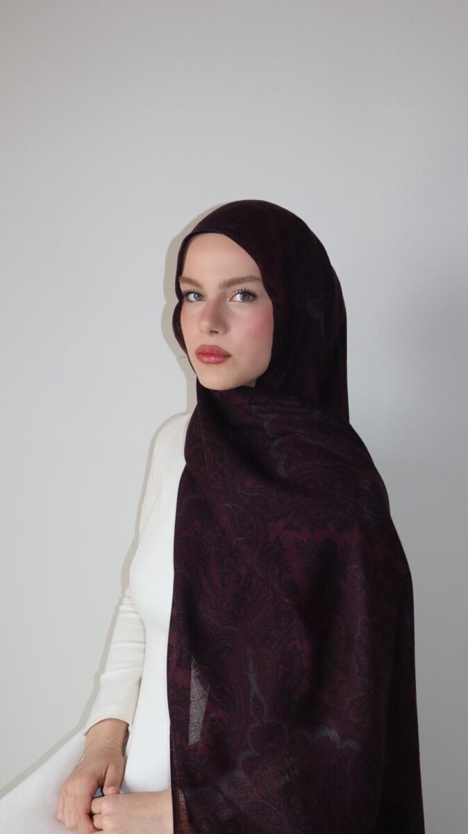 GLORY YÜN KAŞMİR SİYAH BORDO - 1