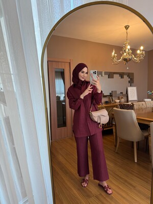 MMB - LİNE PANTOLONLU TAKIM BORDO