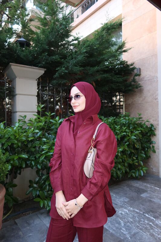 LİNE PANTOLONLU TAKIM BORDO