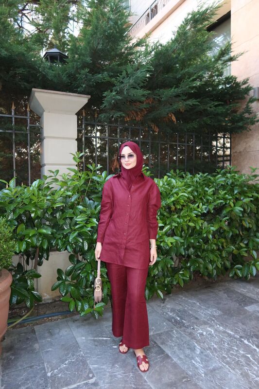 LİNE PANTOLONLU TAKIM BORDO