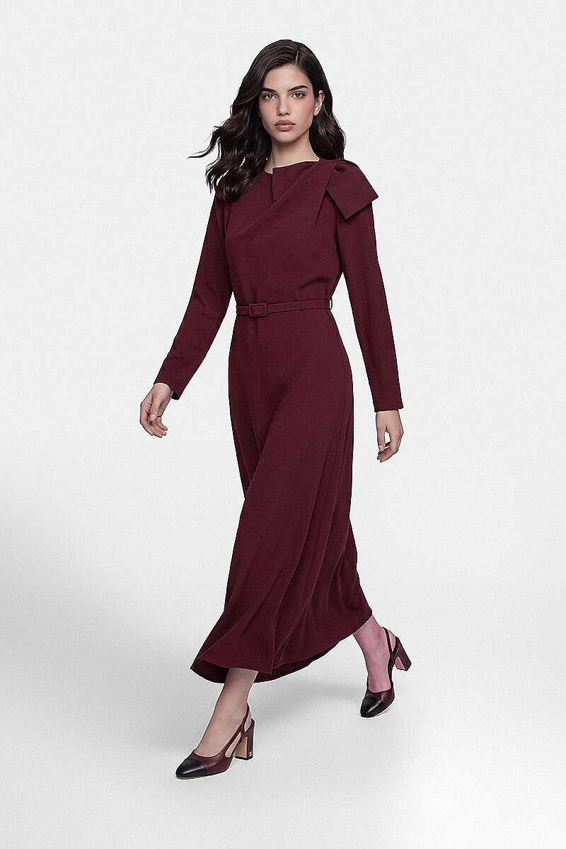 LORİN ELBİSE BORDO - 3