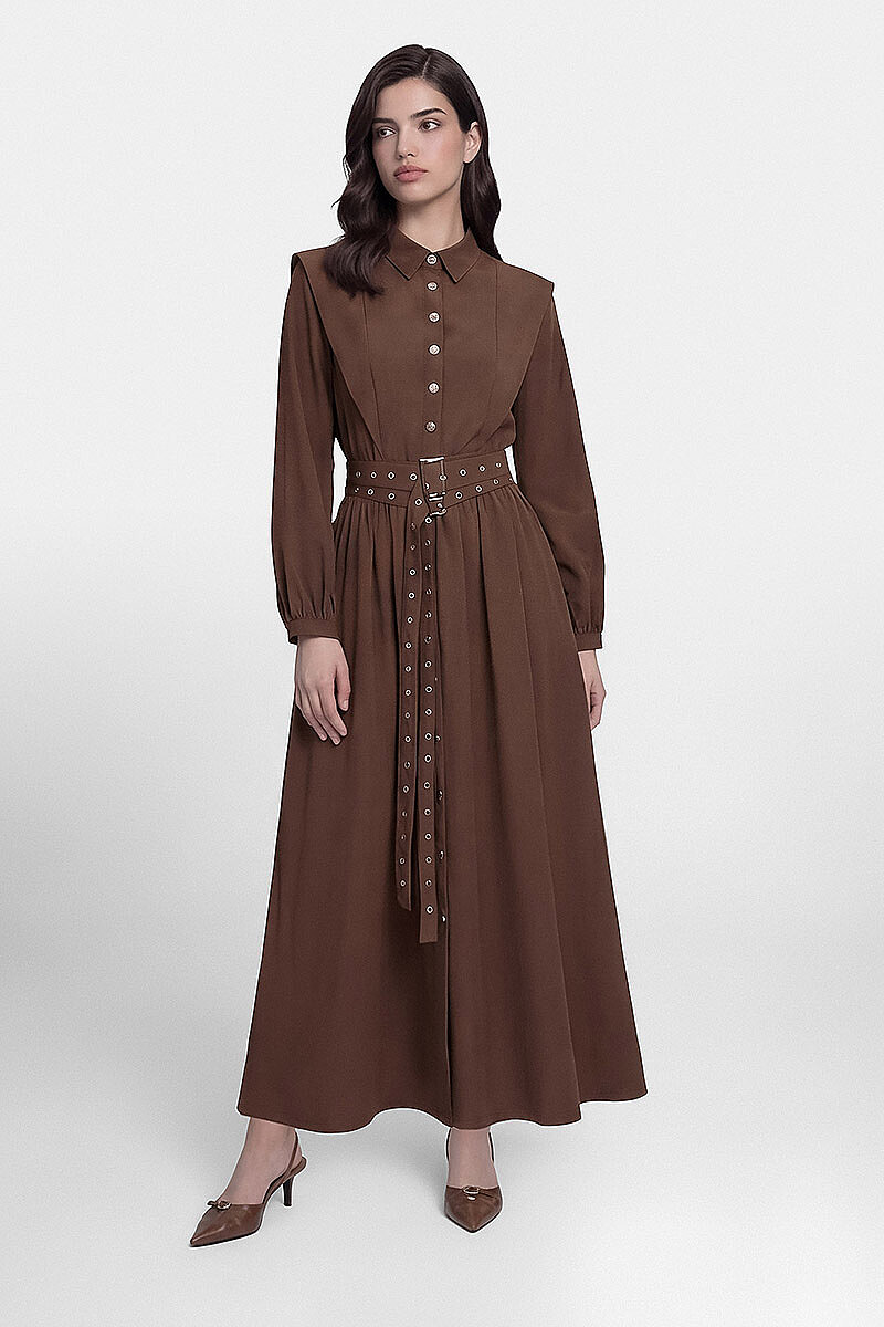 NEVA ELBİSE KAHVERENGİ - MMB