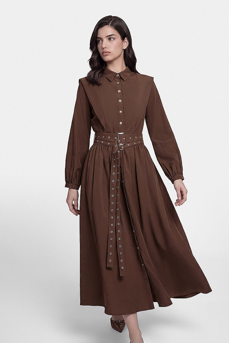 NEVA ELBİSE KAHVERENGİ - 4