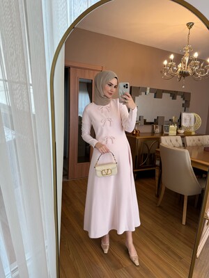 MMB - PEARLY ELBİSE PUDRA PEMBE