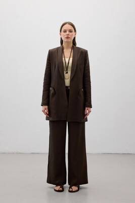 PRİVE KETEN TAKIM KAHVERENGİ - MMB