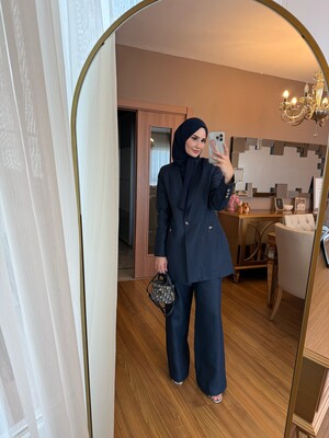 PRİVE KETEN TAKIM LACİVERT - MMB